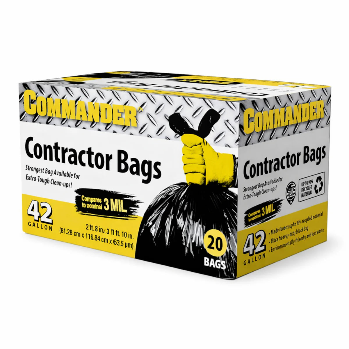 Commander Contractor Garbage Bags, 42 Gallon (20 Count)
