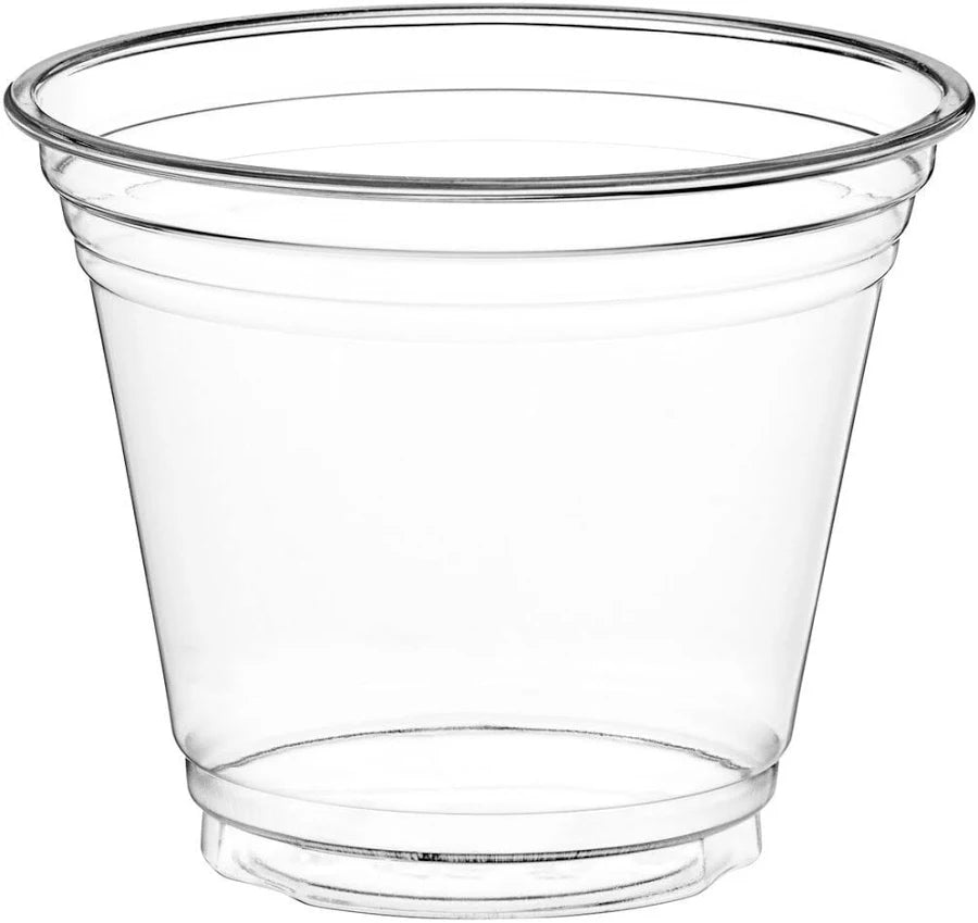 9oz Squat PET Cups, Clear, 92mm – Case of 1000 (20 Sleeves x 50)