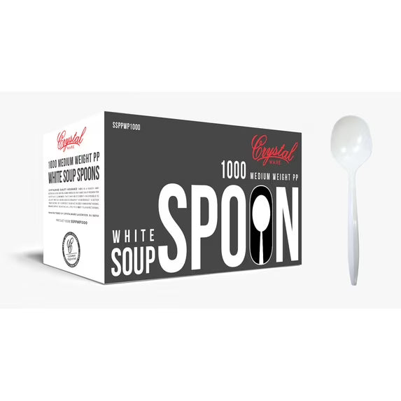 Crystalware Medium Weight Plastic Teaspoons, 1000 Count