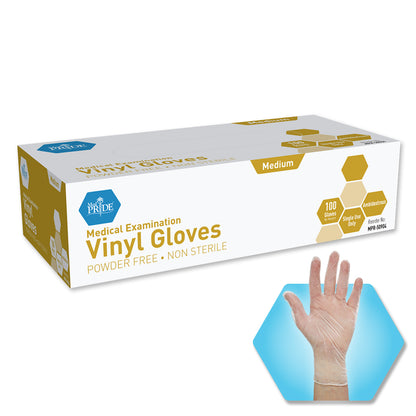 10 - Pack Medical Examination Vinyl Gloves Powder Free