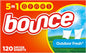 Bounce 5-in-1 Dryer Sheets Outdoor Fresh Scent — Case of 6 (120 Sheets per Box)